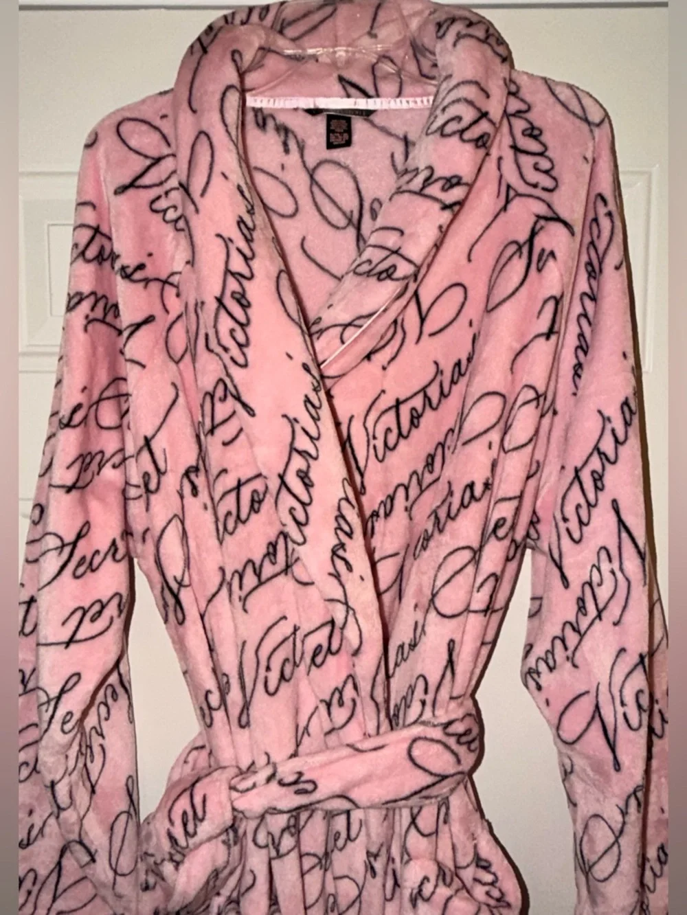 Victoria’s Secret Luxe Plush Pink Script Logo Robe XL XXL Cozy Soft - Picture 3 of 7